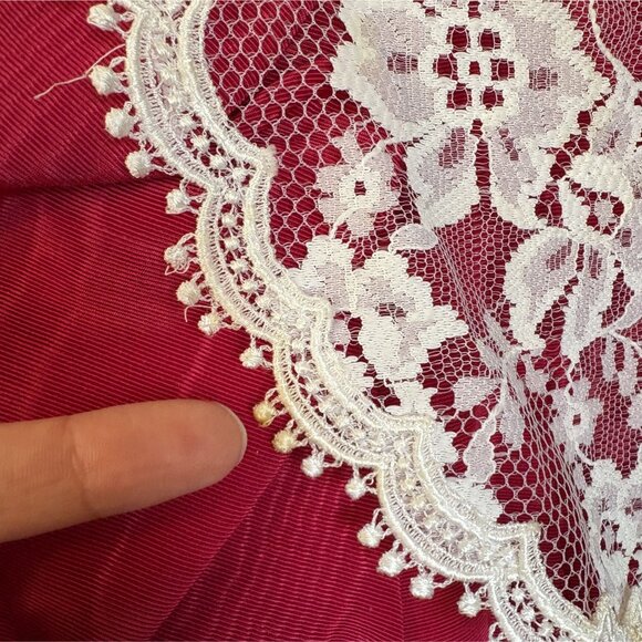 Vintage Jessica McClintock Gunne Sax Girls Christmas Party Dress 6 Red Lace Trim - Picture 7 of 12